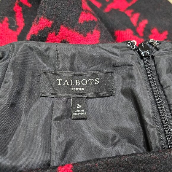 Women's Petites Talbots Wool‎ Blend Pencil Skirt Red Black Houndstooth Size 2P - Picture 6 of 7